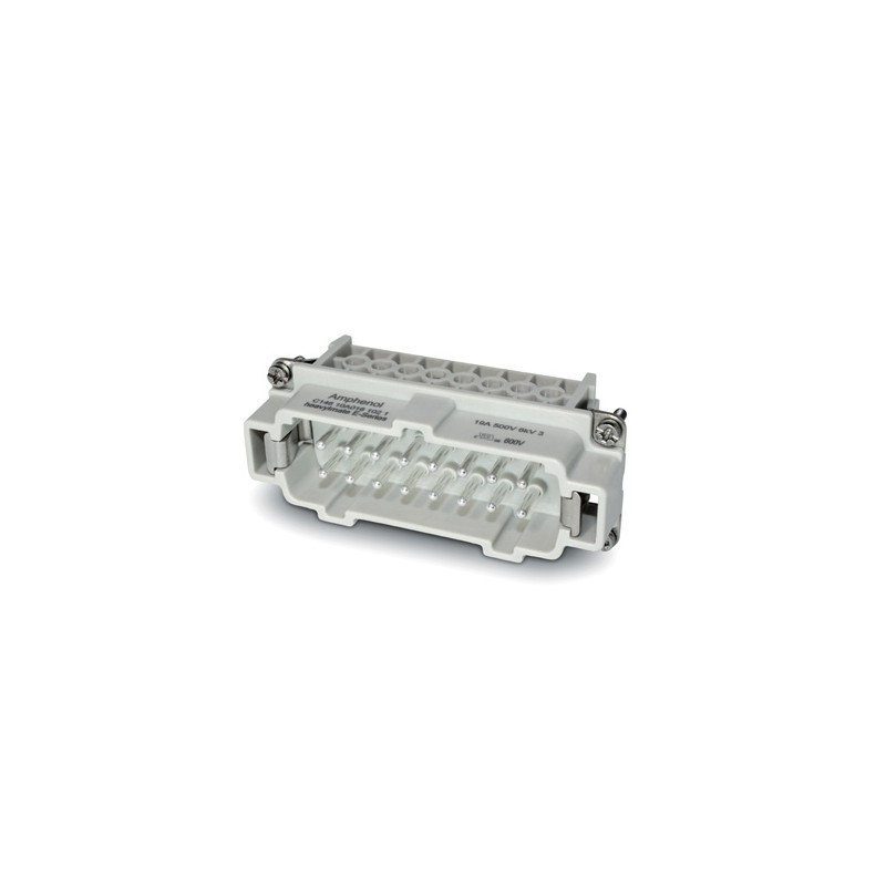 1 pcs - Amphenol Industrial Heavy Duty Power Connector Insert, 16A, Male, Heavy Mate C146 Series, 16 Contacts