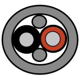 1 Reel of 100 M - Belden 2 Core Speaker Cable, 1.5 mm² CSA, 6.3mm od, 100m, Black/Grey