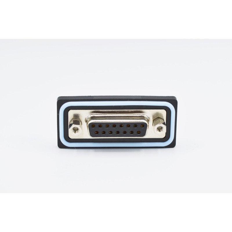 1 pcs - Norcomp SDF 15 Way Right Angle D-sub Connector Socket, 2.74mm Pitch, with 4-40 Screw Locks, Threaded Inserts