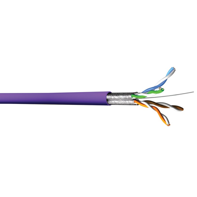1 Reel of 100 M - CAE Cat6a Ethernet Cable, U/FTP, Purple LSZH Sheath, 100m, Low Smoke Zero Halogen (LSZH)