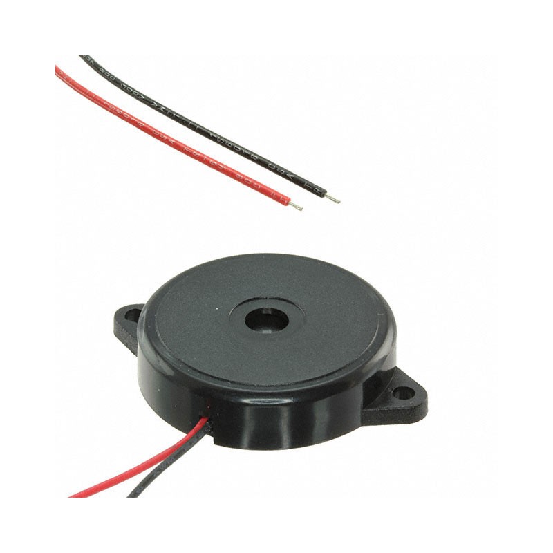 1 pcs : PT-3110WQ - Buzzers Transducer, Externally Driven Piezo 5 V 2mA 1.1kHz 85dB @ 5V, 10cm Panel Mount, Flange Wire Leads