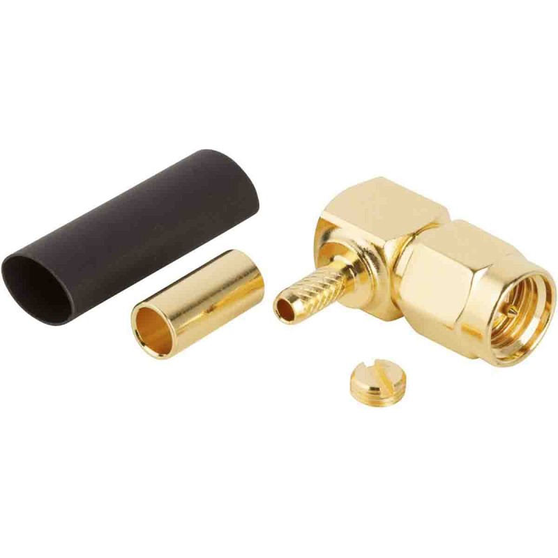 1 pcs - Amphenol RF SMA Series, Plug Cable Mount SMA Connector, 50Ω, Solder Termination, Right Angle Body