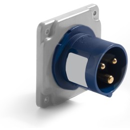 1 pcs - RS PRO IP44 Blue Panel Mount 2P + E Industrial Power Plug, Rated At 16A, 200 - 250 V