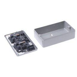 1 pcs - MK Electric Grey 2 Gang Plug Socket, 13A, Type G - British, Indoor Use