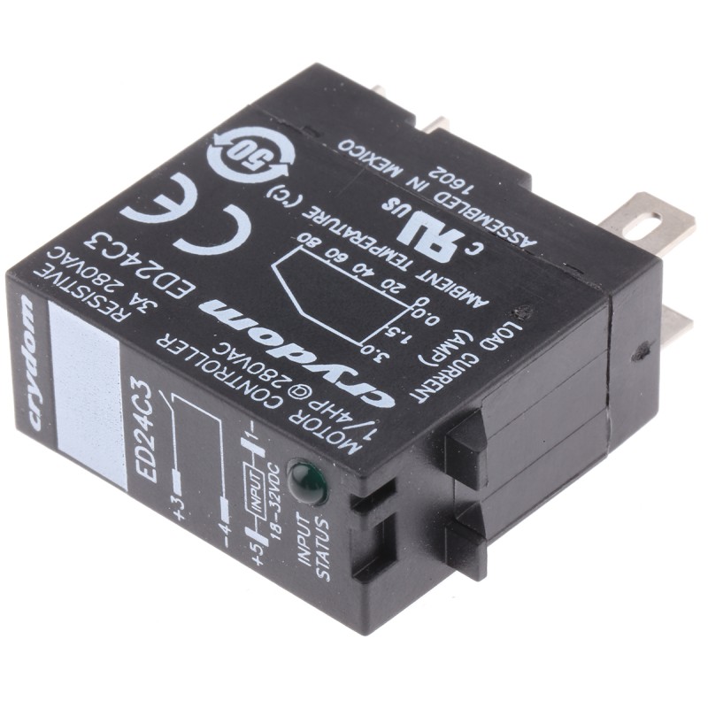 1 pcs - Sensata / Crydom Solid State Relay, 3 A Load, DIN Rail Mount, 280 V rms Load, 32 V dc Control