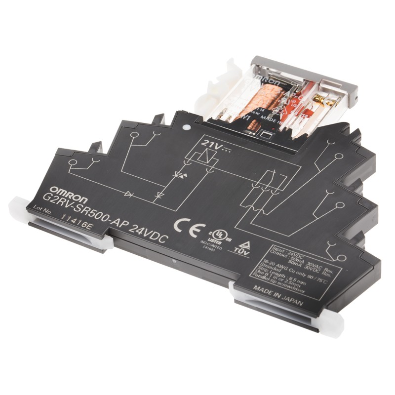 1 pcs - Omron G2RV Series Interface Relay, DIN Rail Mount, 24V dc Coil, SPDT, 1-Pole, 50mA Load
