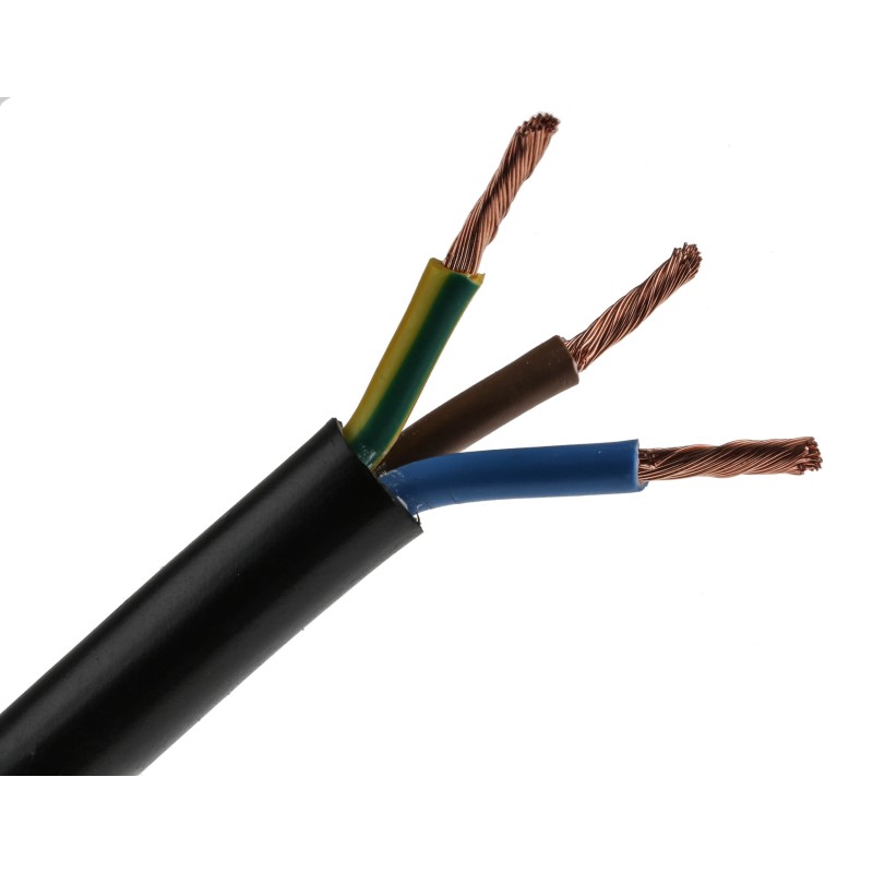 1 Reel of 100 M - RS PRO 3 Core Power Cable, 4 mm², 100m, Black PVC Sheath, 3183Y, 32 A, 300 V, 500 V