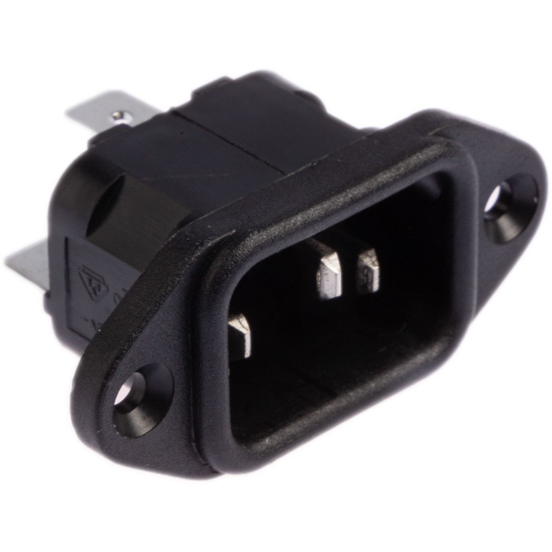 1 pcs - Bulgin C14 Panel Mount IEC Connector Male, 10A, 250 V