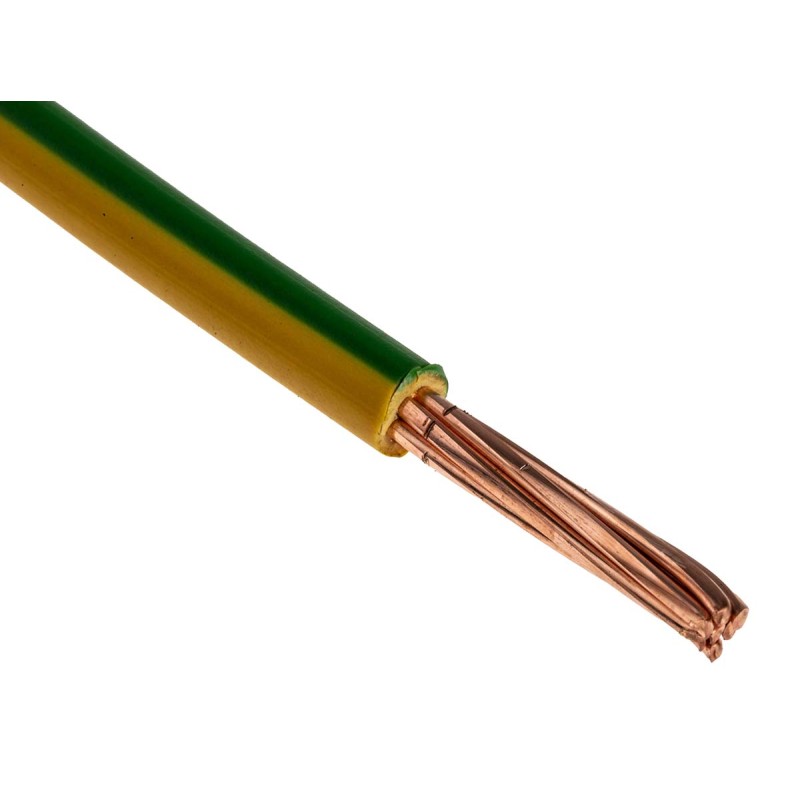 1 Reel of 100 M - Prysmian 6491X Series Green/Yellow 10 mm² Hook Up Wire, 7/1.35 mm, 100m