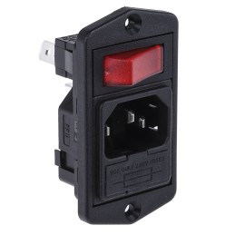 1 pcs - Bulgin C14 Panel Mount IEC Connector Male, 10A, 250 V, Fuse Size 5 x 20mm