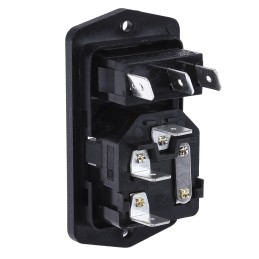 1 pcs - Bulgin C14 Panel Mount IEC Connector Male, 10A, 250 V, Fuse Size 5 x 20mm