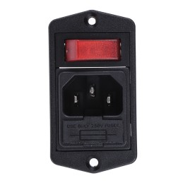 1 pcs - Bulgin C14 Panel Mount IEC Connector Male, 10A, 250 V, Fuse Size 5 x 20mm