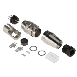 1 pcs - Amphenol Industrial, C 091 D 7 Pole M16 Din Plug, 5A, 300 V ac/dc IP67, Screw On, Male, Cable Mount