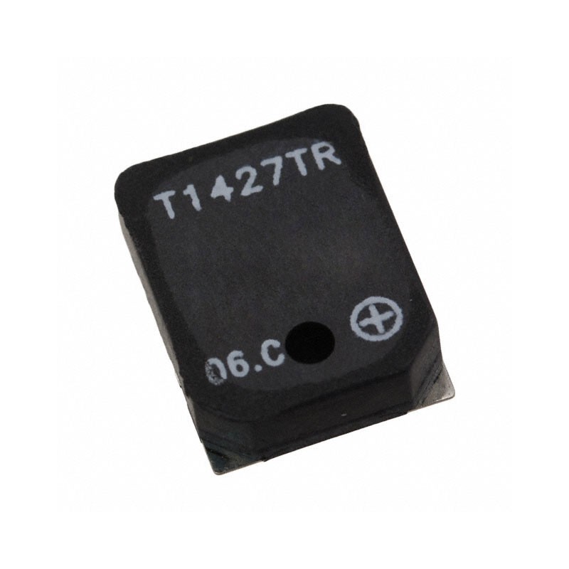 1 pcs : SMT-1427-T-R - Buzzers Transducer, Externally Driven Electromechanical/Magnetic 5 V 80mA 2.7kHz 85dB @ 5V, 10cm Surface 