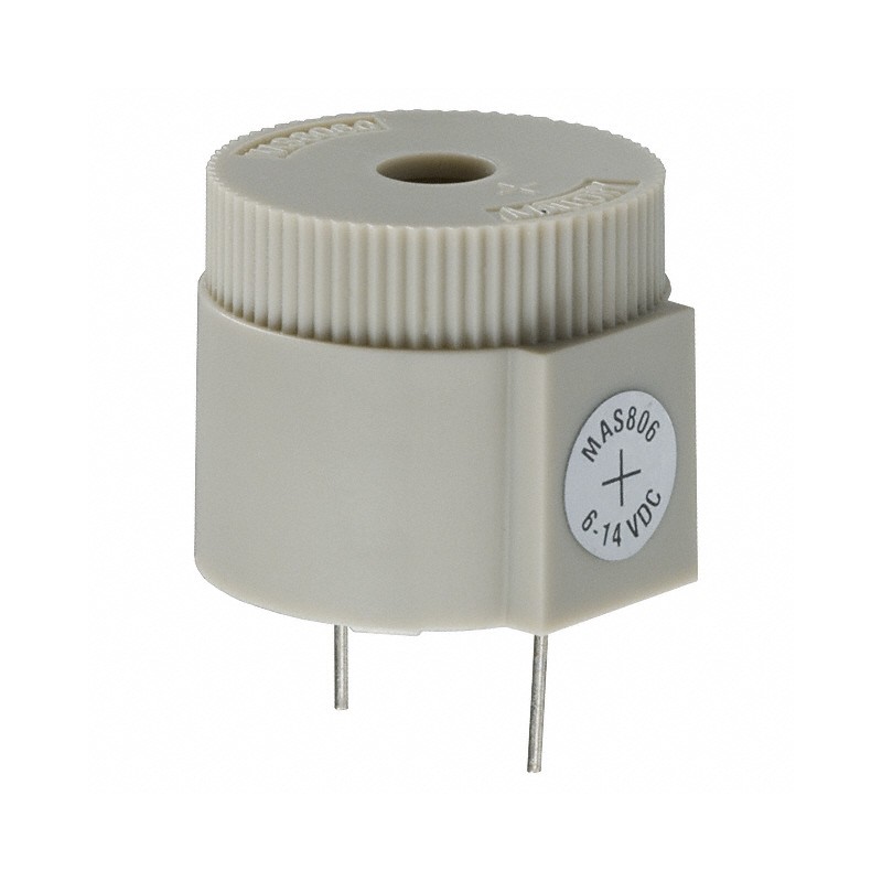 1 pcs : MAS806Q - Buzzers Indicator, Internally Driven Piezo 12 V 50mA 2.8kHz 103dB @ 12V, 10cm Through Hole PC Pins
