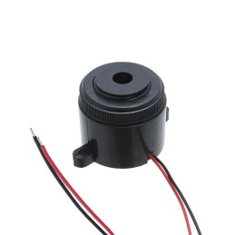 1 pcs : PF-20A35EWQ - Buzzers Indicator, Internally Driven Piezo 12 V 10mA 3.5kHz 95dB @ 12V, 30cm Panel Mount, Flange Wire Lead