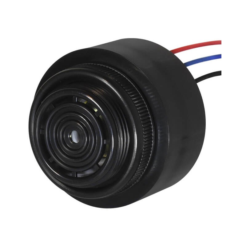 1 pcs : CPI-4333-85L127 - Buzzers Indicator, Internally Driven Piezo 12 V 20mA 2.9kHz 85dB @ 12V, 30cm Panel Mount Wire Leads