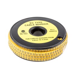 1 Reel of 1000 - RS PRO Slide On Cable Markers, Black on Yellow, Pre-printed 'G', 3 - 4.2mm Cable