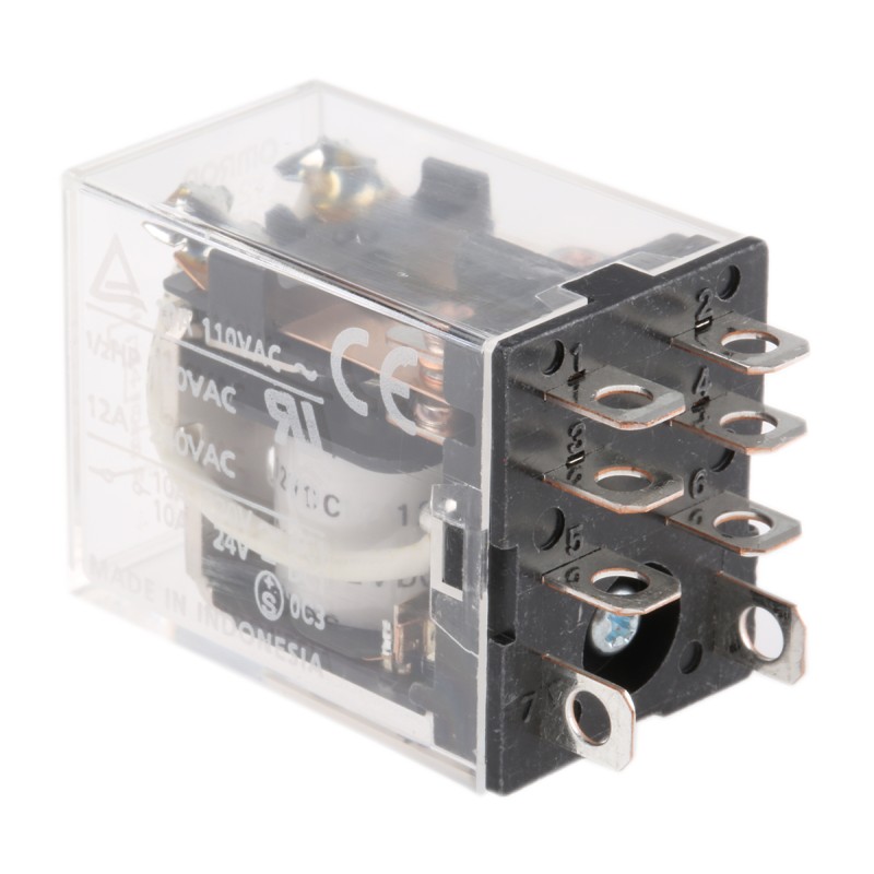 1 pcs - Omron Plug In Power Relay, 12V dc Coil, 10A Switching Current, DPDT