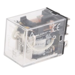 1 pcs - Omron Plug In Power Relay, 12V dc Coil, 10A Switching Current, DPDT