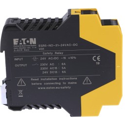 1 pcs - Eaton Dual-Channel Emergency Stop, Safety Switch/Interlock Safety Relay, 24V, 3 Safety Contacts