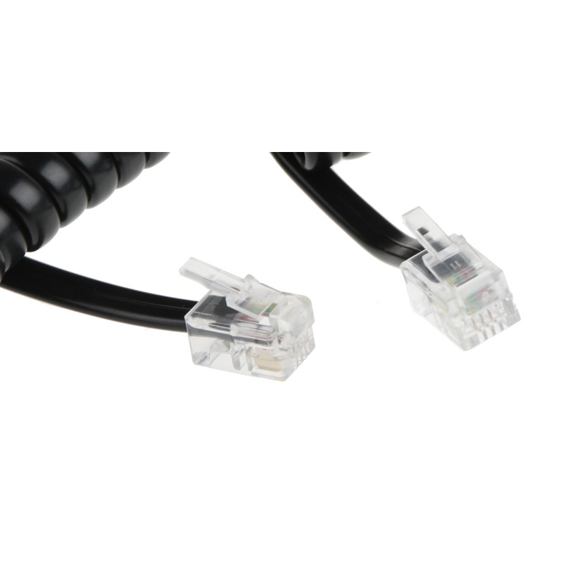 1 pcs - Decelect Male RJ9 to Male RJ9 Telephone Extension Cable, Black Sheath, 1.5m