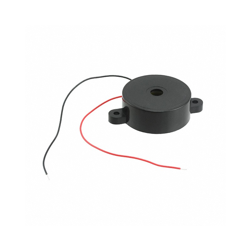 1 pcs : PK-35A29WQ - Buzzers Indicator, Internally Driven Piezo 12 V 10mA 2.9kHz 95dB @ 12V, 10cm Panel Mount, Flange Wire Leads