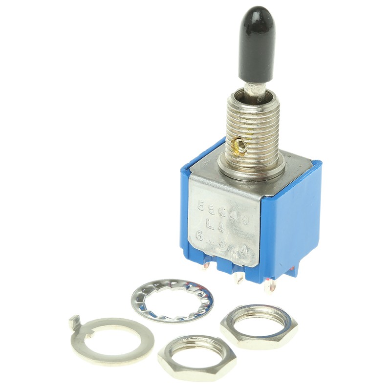 1 pcs - APEM Toggle Switch, Panel Mount, On-Off-On, DPST, Solder Terminal