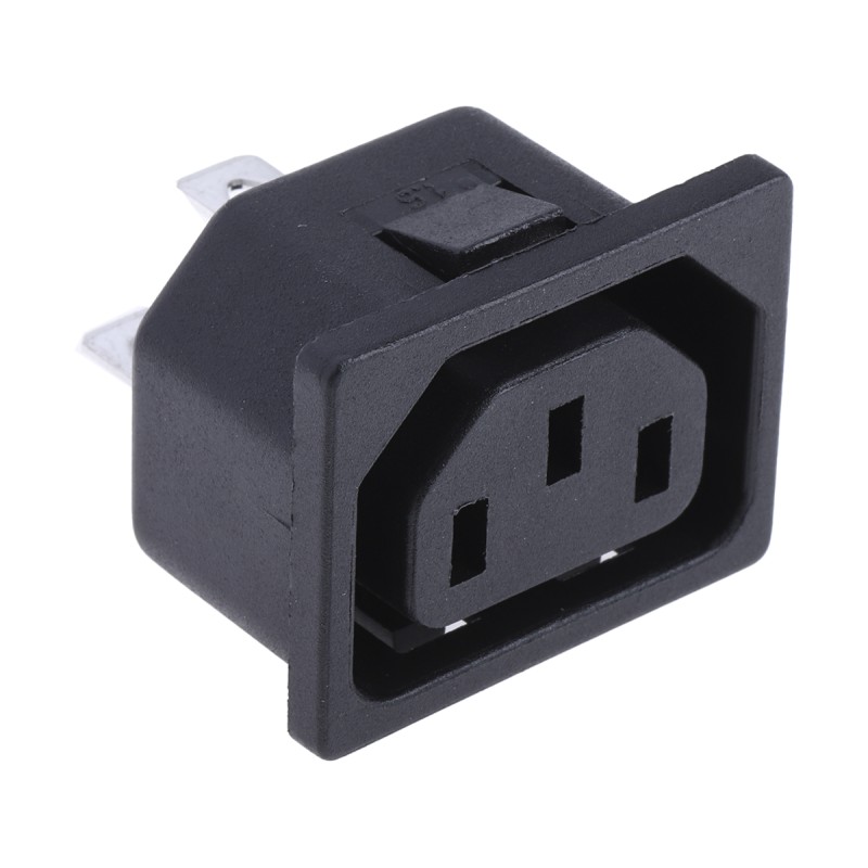 1 pcs - RS PRO C13 Snap-In IEC Connector Socket, 15A, 250 V
