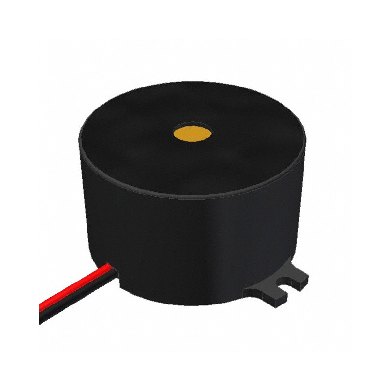 1 pcs : X-4032-TF-LW105-R - Buzzers Indicator, Internally Driven Piezo 90 V 9mA 3.2kHz 97dB @ 90V, 10cm Panel Mount, Flange Wire