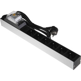 1 pcs - Type E - French 6 Gang Power Distribution Unit, 2.5m Cable, 16A, RCD Protected