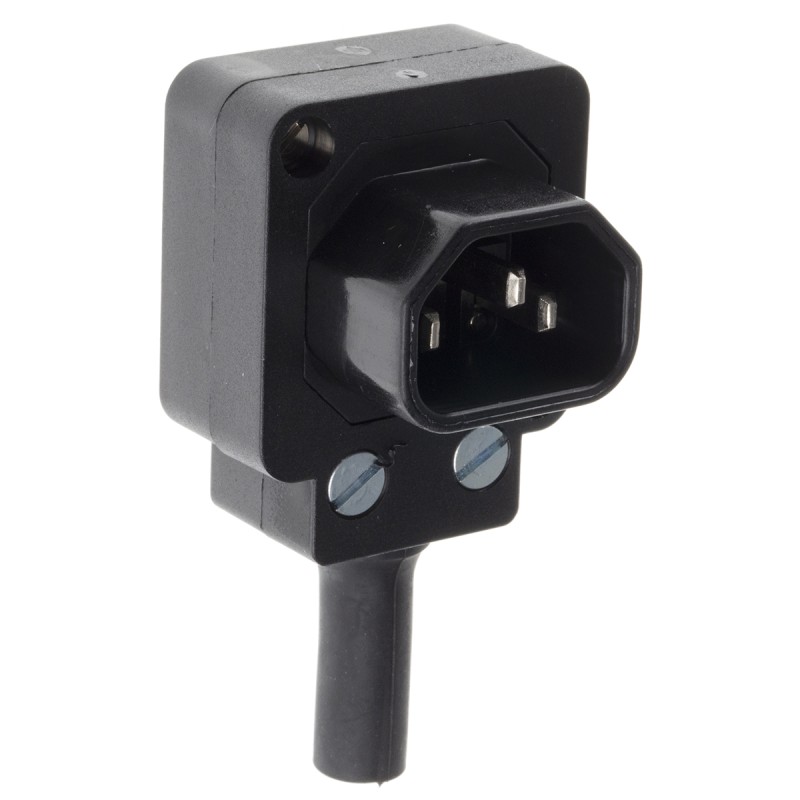 1 pcs - Bulgin C14 Right Angle Cable Mount IEC Connector Male, 10A, 250 V