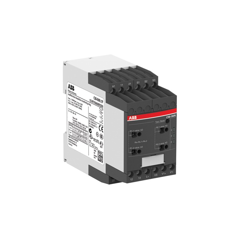 1 pcs - ABB Insulation Monitoring Relay, 1, 3 Phase, DPDT, 0 - 400 V ac, 0 - 600V dc, DIN Rail