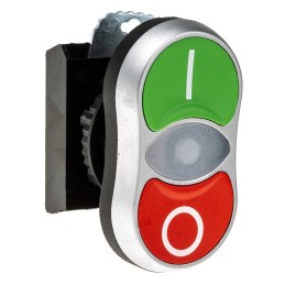 1 pcs - BACO Green, Red Illuminated Spring Return Push Button Head, 22mm Cutout, IP66