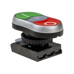 1 pcs - BACO Green, Red Illuminated Spring Return Push Button Head, 22mm Cutout, IP66