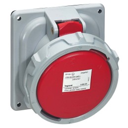 1 pcs - Legrand IP67 Red Panel Mount 3P + N + E Industrial Power Socket, Rated At 125A, 415 V