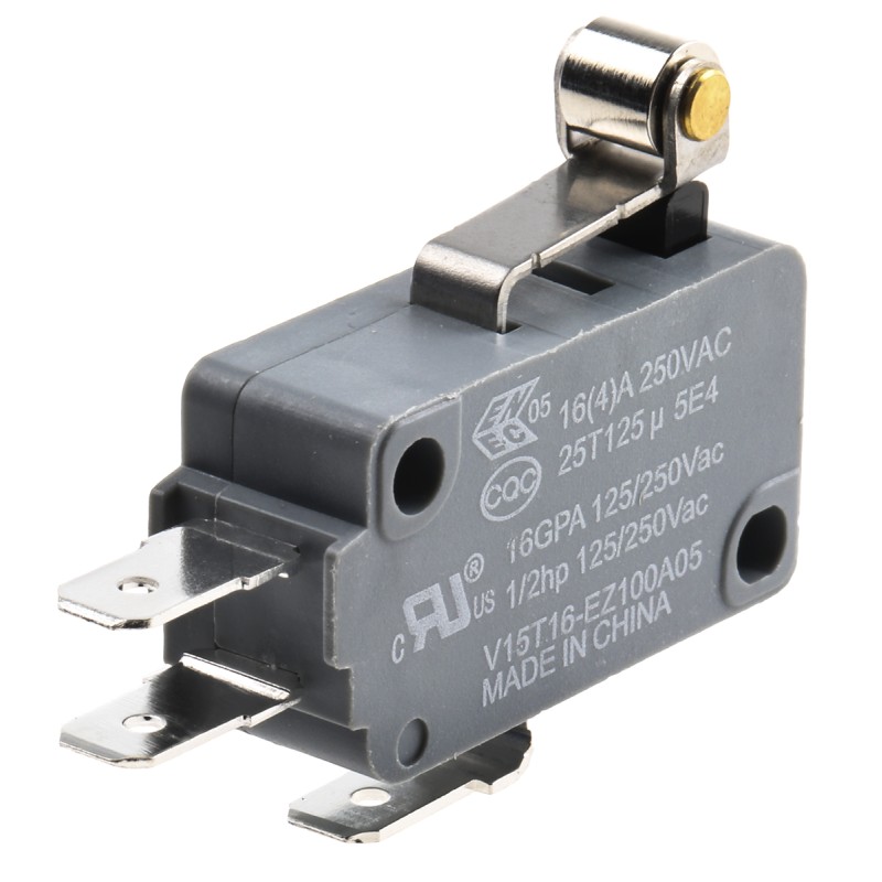 1 pcs - Honeywell Short Roller Lever Micro Switch, Tab Terminal, 16 A @ 250 V ac, SPDT
