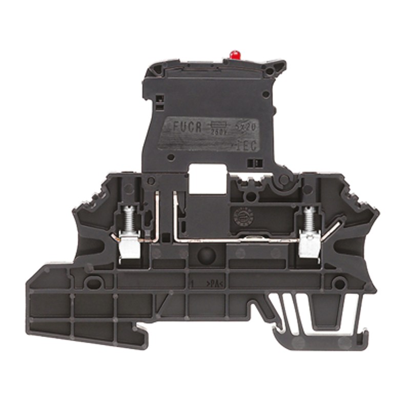 1 pcs - Weidmuller W Series Black Fused DIN Rail Terminal, 2.5mm², Single-Level, Screw Termination, Fused