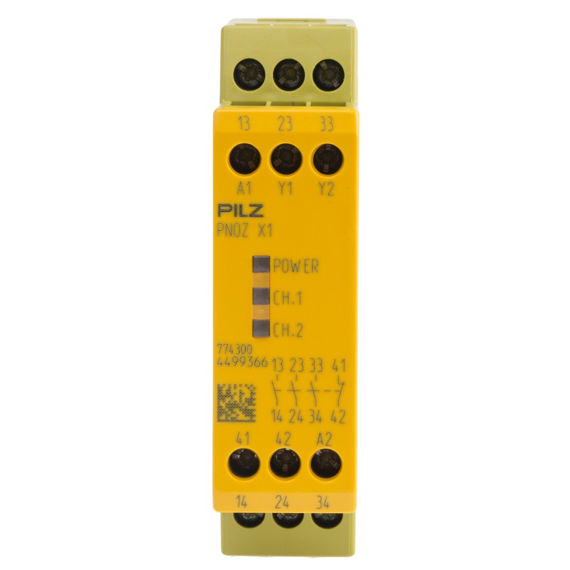 1 pcs - Pilz Single-Channel Safety Switch/Interlock Safety Relay, 24V ac/dc, 3 Safety Contacts