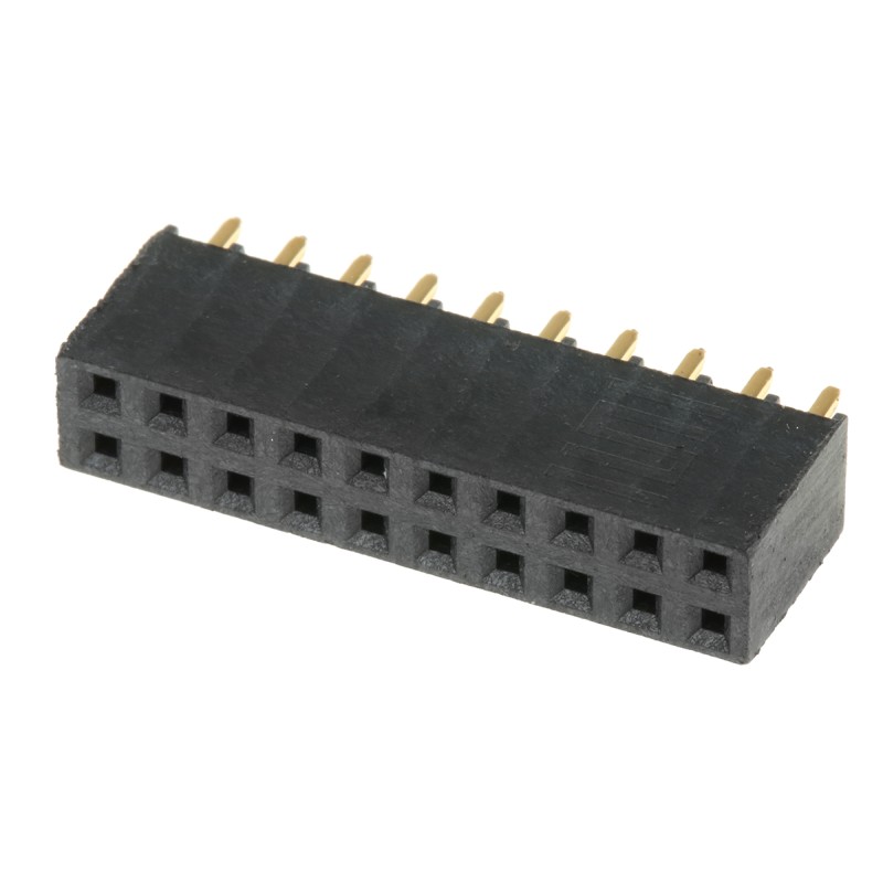 1 pcs - Samtec SSQ Series Straight Through Hole Mount PCB Socket, 20-Contact, 2-Row, 2.54mm Pitch, Solder Termination