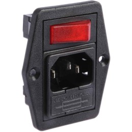 1 pcs - Bulgin C14 Panel Mount IEC Connector Male, 10A, 250 V, Fuse Size 5 x 20mm