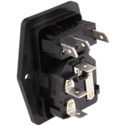 1 pcs - Bulgin C14 Panel Mount IEC Connector Male, 10A, 250 V, Fuse Size 5 x 20mm