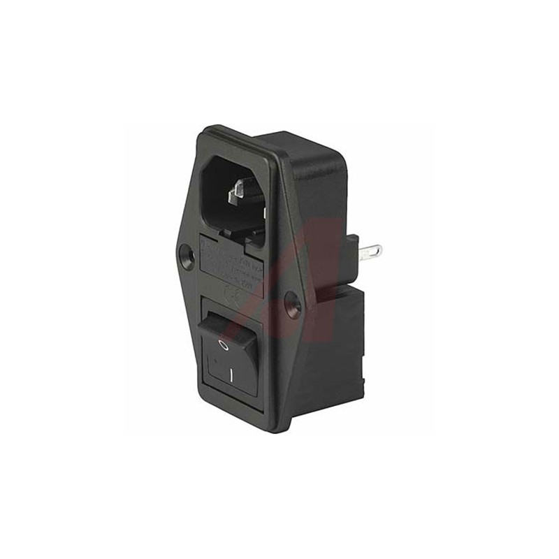1 pcs - Schurter C14 Panel Mount IEC Connector Male, 10A, 250 V, Fuse Size 5 x 20mm