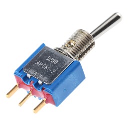 1 pcs - APEM Toggle Switch, PCB Mount, On-On, SPST, PC Terminal Terminal, 20V ac/dc