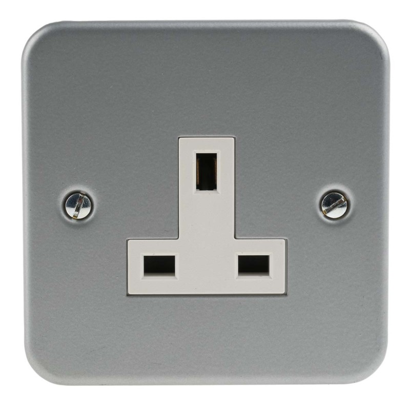 1 pcs - RS PRO Grey 1 Gang Plug Socket, 0 Poles, 13A, Type G - British, Indoor Use
