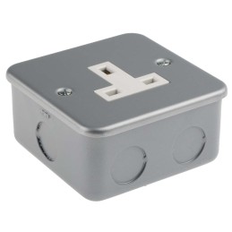 1 pcs - RS PRO Grey 1 Gang Plug Socket, 0 Poles, 13A, Type G - British, Indoor Use