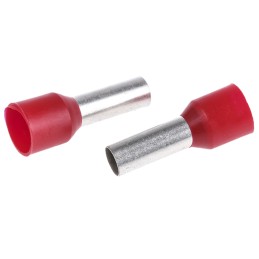 50 pcs - TE Connectivity Insulated Crimp Bootlace Ferrule, 12mm Pin Length, 4.5mm Pin Diameter, 10mm² Wire Size, Red