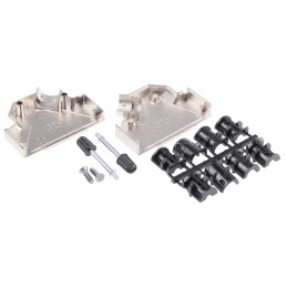 1 pcs - Amphenol ICC 8655MHR Series Die Cast Zinc Angled D Sub Backshell, 25 Way, Strain Relief