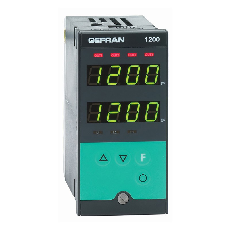 1 pcs - Gefran 1200 PID Temperature Controller, 48 x 96 (1/8 DIN)mm, 2 Output Logic, Relay, 100 - 240 V ac/dc Supply