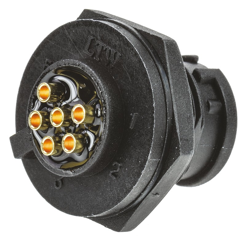 1 pcs - Amphenol Industrial Circular Connector, 6 Contacts, Panel Mount, Plug, Male, IP67, Ceres Series